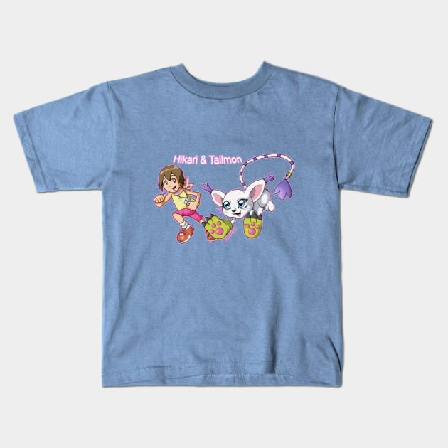 Hikari & Tailmon Kids T-Shirt by Decokun